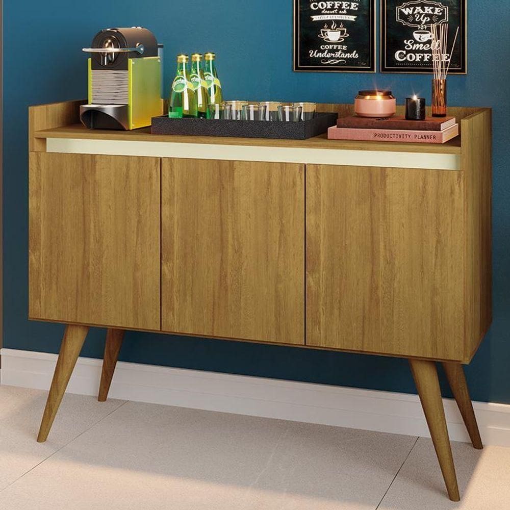 Aparador Gold 3 Portas Com Pés De Madeira Mel/perola