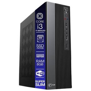 Computador TOB Slim Compacto 4ª Geração Intel Core i3 SSD 240GB Memória 8GB Rede sem fio Windows 10 Trial Desktop PC CPU