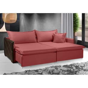 Sofá Sem Caixa Retrátil Reclinável MÔNACO 2.20m ESTILO ESTOFADOS - França Linhosoft COR "Vermelho"