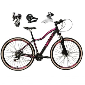 Bicicleta Aro 29 Ksw Mwza Shimano Altus 24v Frio Hidráulico Garfo Trava Pneu Bege - Preto/rosa Tam.15