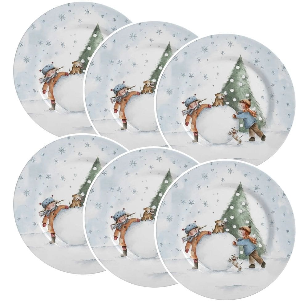 Conjunto de 6 Pratos Raso de Cerâmica Sweet Christmas 29cm - Alleanza