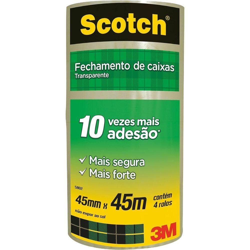 Fita Larga Adesiva 3m 45mm X 45m Com 4 Rolos Scotch 3m