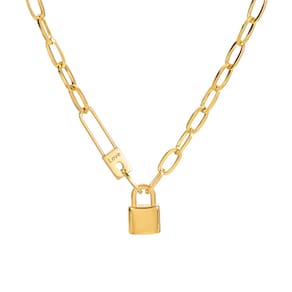 Colar Feminino Cadeado Madeline Banhado A Ouro 18k Presente