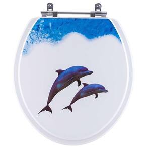 Tampa De Vaso Decorado Golfinhos Lavanda Para Bacia Fiori Oval Universal
