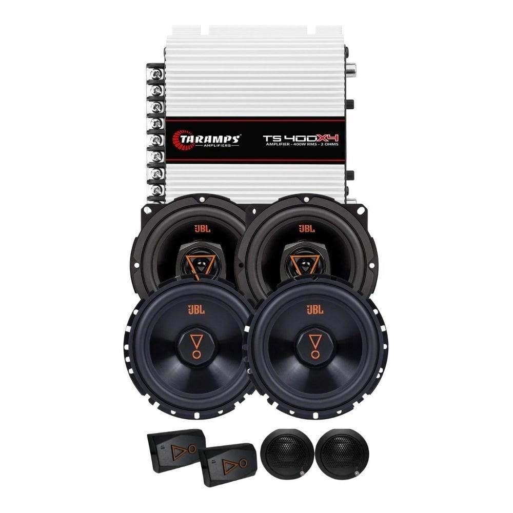 Kit 2 Vias 6 JBL 62VMS80 160W + Par Alto Falantes 5 Triaxiais JBL 5TRMS80 160W + Módulo TS400x4
