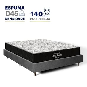 Cama Genebra Bouclé com Colchão de Espuma D45 Ortobom Airtech 150 D45 Casal 138cm