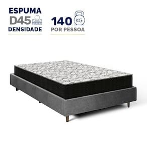 Cama Genebra Bouclé com Colchão de Espuma D45 Ortobom Airtech 150 D45 Solteiro 88cm