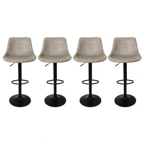 Kit 4 Banquetas Estofadas c/encosto p/Cozinha Gir.Cinza