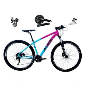 Bicicleta Aro 29 Ksw Xlt Shimano Altus 24v Freio Disco Hidráulico Garfo Trava - Rosa/azul Tam.21
