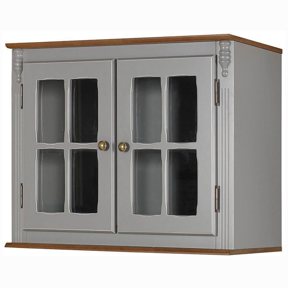 Aéreo Cozinha 80cm 2 Portas de Vidro Laca Cinza