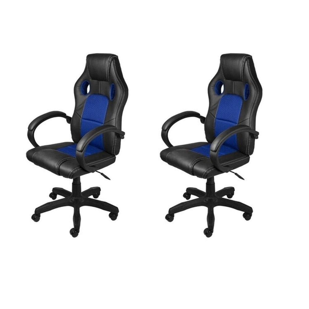 Kit 2 Cadeiras Gamer com Relax e Braço Estofado Raptor 3316 Azul