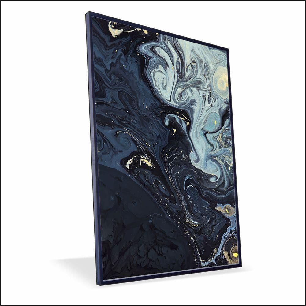Quadro Marmorizado Chique Canvas Sem Vidro Tamanho-moldura 150x100 Filete Cor Preta