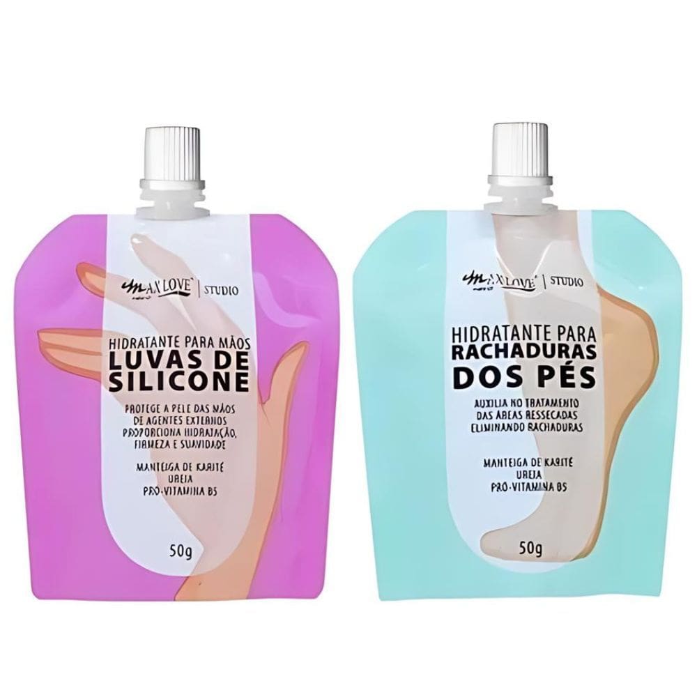 Kit Creme Hidratação Mãos Luvas Silicone e Rachadura dos Pés Max Love