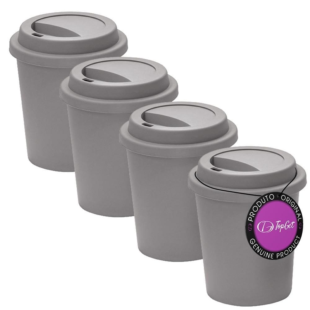 Kit 4X Copos Para Viagem 350 Ml Nepal Topget - Cinza