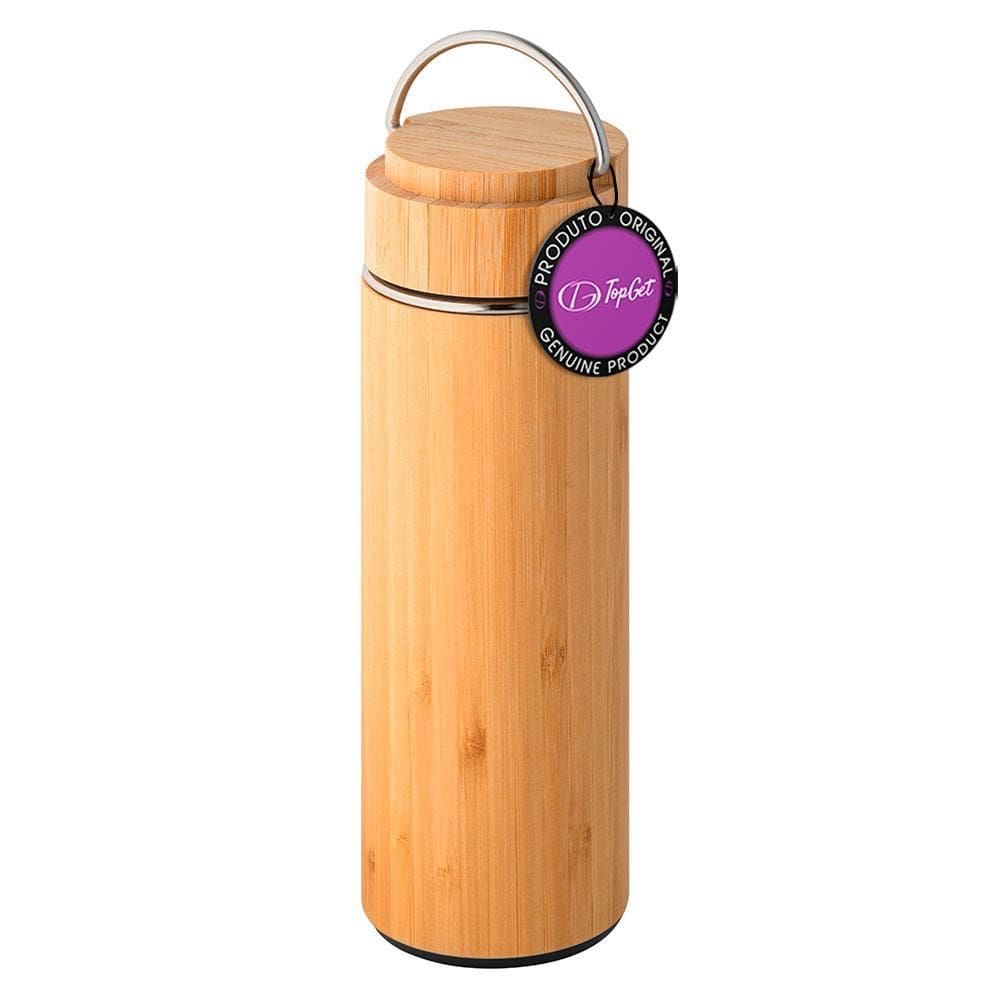 Garrafa Térmica Em Bambu E Inox 440 Ml Heat Topget - Natural