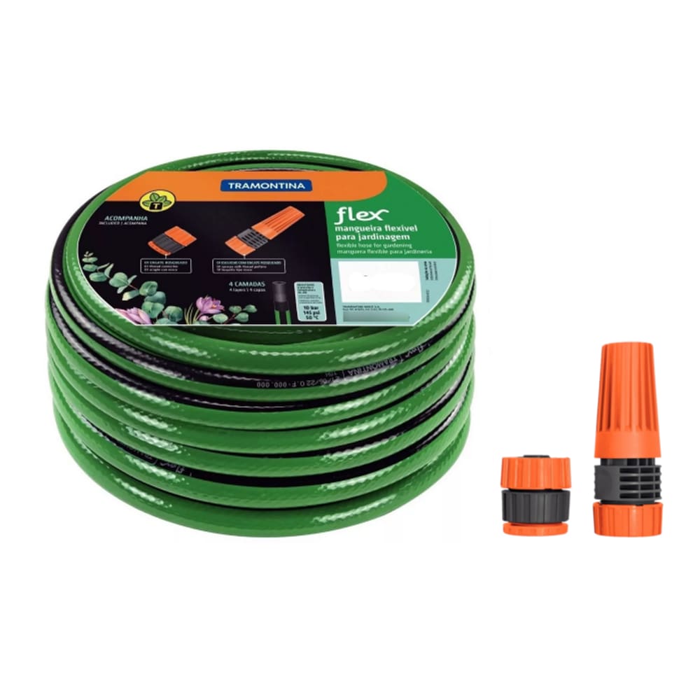 Mangueira Flex PVC 4 Camadas C/ Kit Esguicho 30metros Tramontina