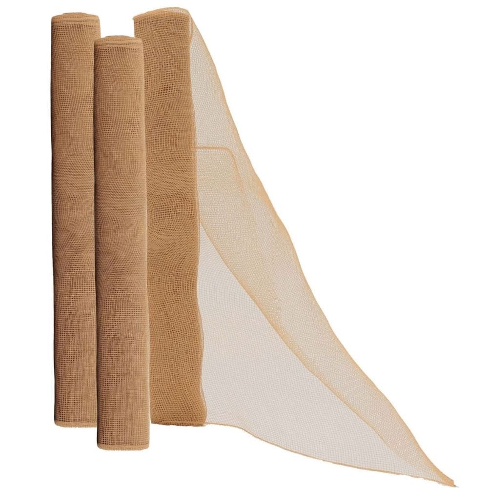 Kit Tela Decoração Natal Fita Gigante 52cm x 5 metros Bege Natural 3 Peças - Magizi