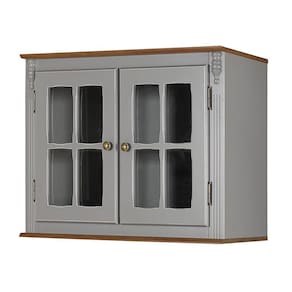 Aéreo Cozinha 120cm 3 Portas Vidro Laca Cinza