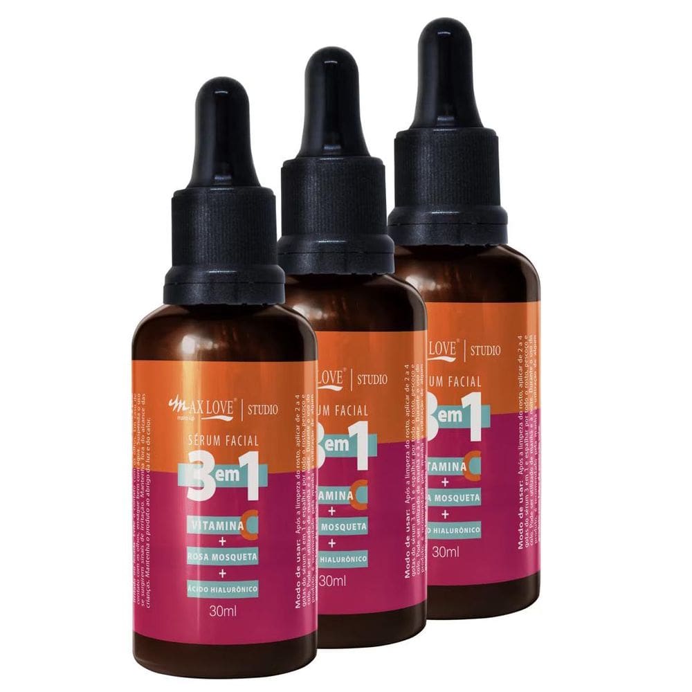 Kit c/ 3 Sérum Facial 3 em 1 Max Love