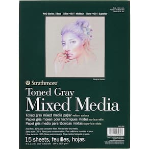 Bloco Strathmore Mix Media Toned Gray 300g 22,9x30,5 15 Fls 62462309