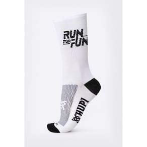 Meia HUPI Run For Fun Branco - LT para pés menores 34-38