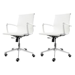 Kit 2 Cadeiras De Escritório Baixa Tela p/120Kg Branco