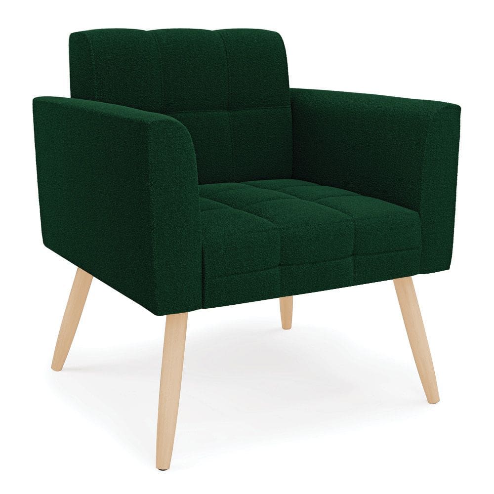 Poltrona Sala de Estar Pé Palito Natural Elisa Bouclê Verde D03 - D`Rossi