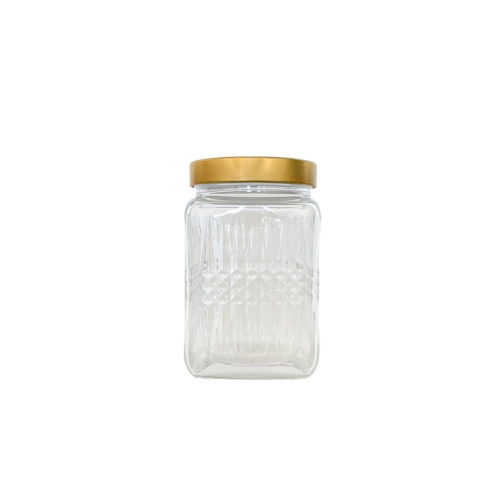 Pote de Vidro Prata Dourado 700ml Casa Ambiente - Armazenamento Luxuoso