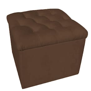 Puff Baú Decorativo 51x51 Suede Marrom - Majú Decor