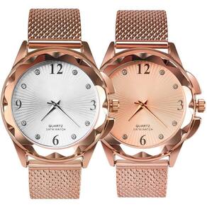 Relogio Feminino Prova Dagua + Relogio Aço Inox Silicone Casual Presente Rose Resistente Combo