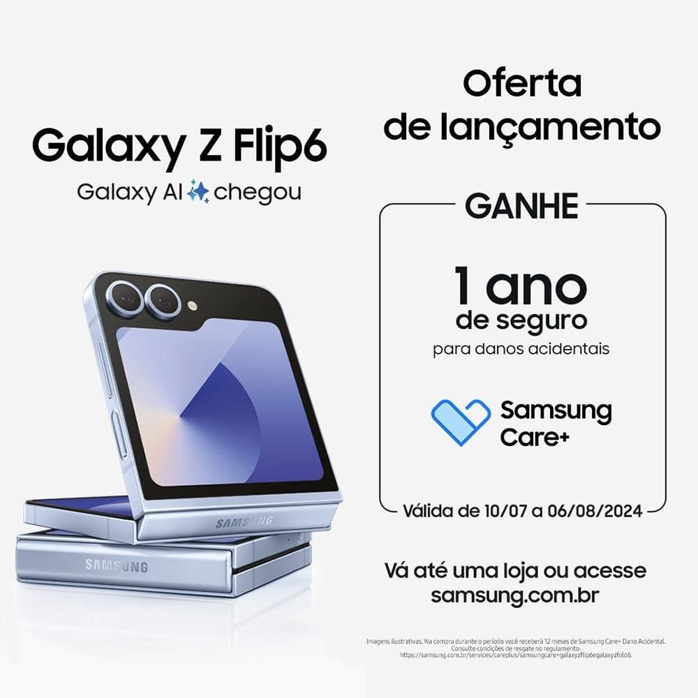 Smartphone Samsung Galaxy Z Flip6 5G Azul, | Casas Bahia