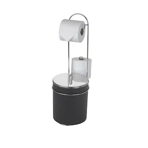 Suporte de Chao para Papel Higienico com Lixeira Tampa Inox - Steel