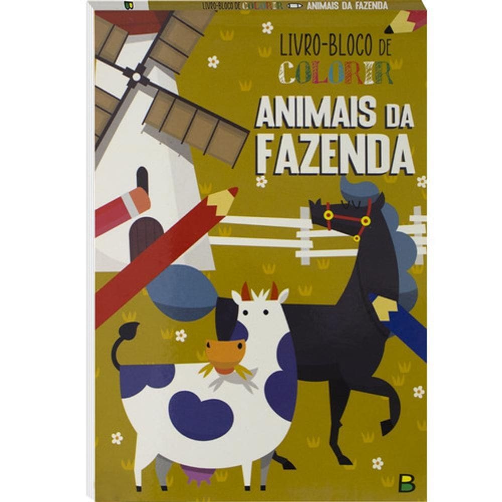 Livro Infantil Bloco De Colorir - Animais Da Fazenda 96 Págs