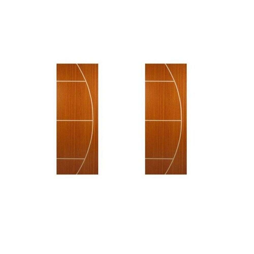 Kit com 2 Folhas de Porta Madeira Decorada 210x70cm Espessura 3,5cm Gaúcha Mogno