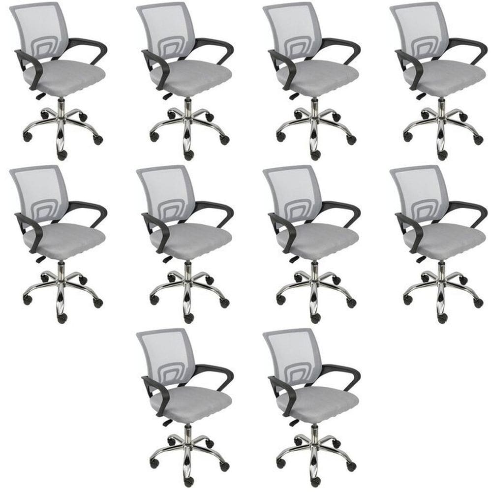 Kit 10 Cadeiras para Escritorio Diretor Tela Mesh Tok 3310 Cinza