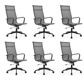Kit 6 Cadeiras para Escritório Presidente Esteirinha Dark Tela Mesh 3303 Cinza