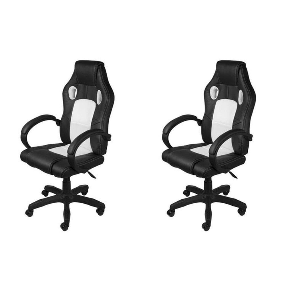 Kit 2 Cadeiras Gamer com Relax e Braço Estofado Raptor 3316 Branco
