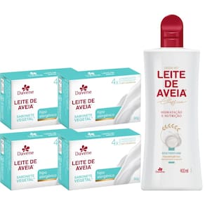 01UN Hidratante + 4un Sabonete Leite De Aveia Hipoalergenico