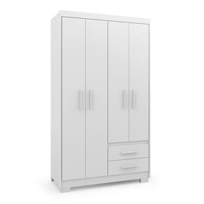 Guarda Roupa Casal 4 Portas 2 Gavetas Com Pés Primacy Branco
