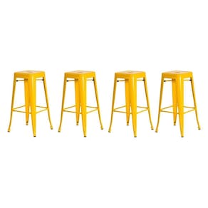 4 Banquetas Tolix Iron Design Industrial Amarela 76 Cm Aço