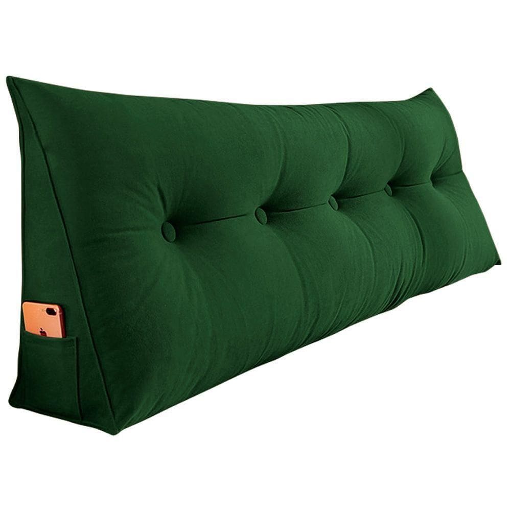 Almofada Para Cabeceira Apoio Lombar C/ Porta Celular Verde