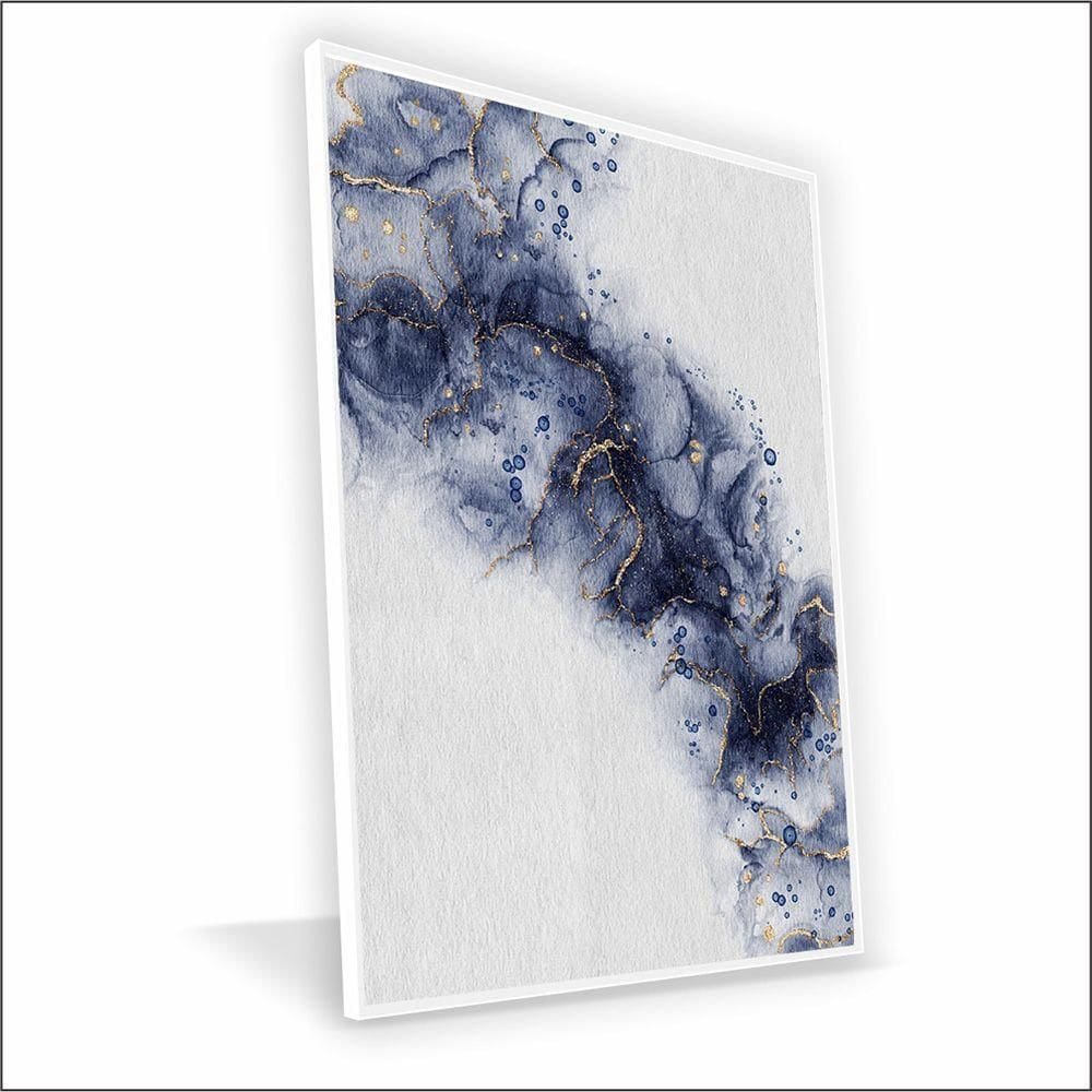 Quadro Fumaça Azul Vinil Com Vidro Tamanho-moldura 60x40 Caixa Cor Branca