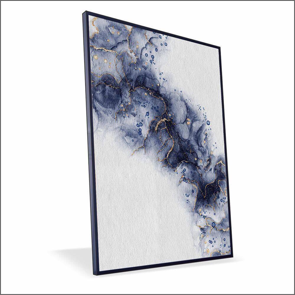 Quadro Fumaça Azul Vinil Com Vidro Tamanho-moldura 20x30 Baixa Cor Preta