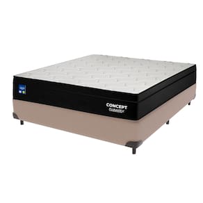 Cama Box Bege e Colchão Casal Concept Molas Ensacadas Plumatex