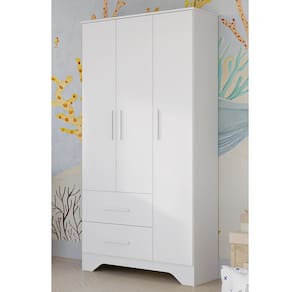 Guarda-roupa Infantil 3 Portas e 2 Gavetas 100% Mdf Liam Branco Brilho