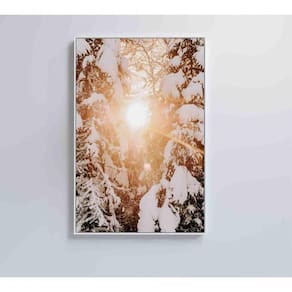 Quadro Nascer Do Sol Na Neve 120x80 Cm Vidro Impresso