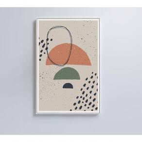 Quadro Abstrato Circulo E Pontos 60x40 Cm Adesivo