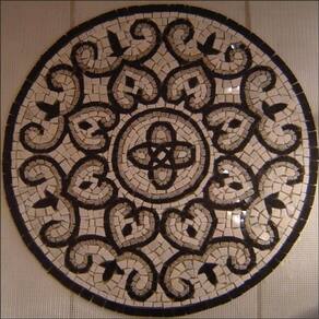 Piso Em Mosaico Romano Itálico Com Detalhes Em Cinza Tamanho 80cm