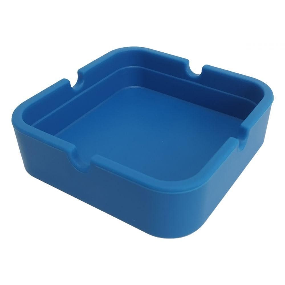Cinzeiro Silicone Quadrado Não Queima Não Quebra Azul