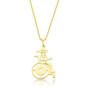 Colar Sou Cadeirante Especial Banhado A Ouro 18k - Menino
